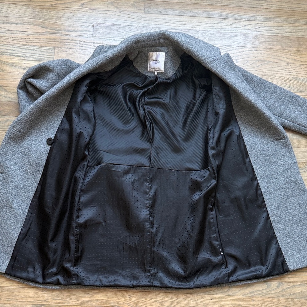 Zara Charcoal Double-Breasted Pea Coat size XS gray - Picture 5 of 6